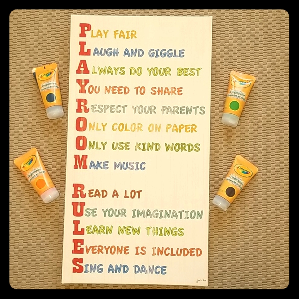 16×30 "Playroom Rules" Canvas